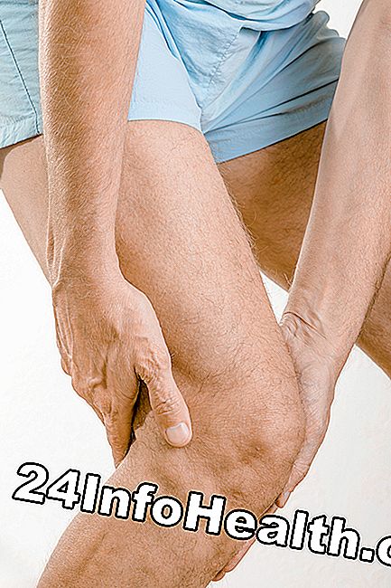 Det skildrer en person med jumperens knæ (patellar tendonitis), der oplever en skarp knæsmerte.